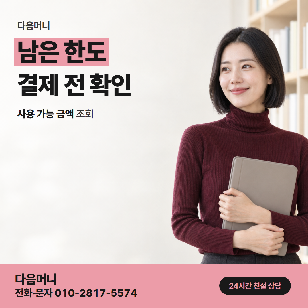 다음머니 현대카드할부현금화 지금 사용 가능한 범위